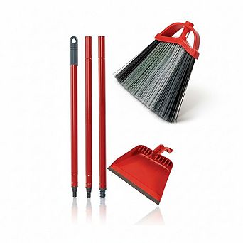 Pet Hair Broom and Dustpan Set Step On Design Removes 99 Percent with One Sweep