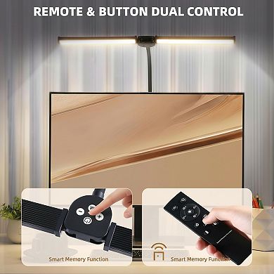 LED Desk Lamp with Clamp Double Head 25 Lighting Modes Flexible Goose Neck