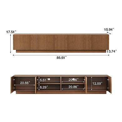 86.61" Mid-Century Modern TV Stand with Storage Fits TVs Up to 75"