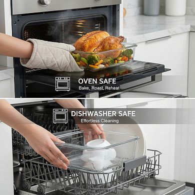 2 Large Glass Containers with Lids 63oz Leak Proof for Microwave and Oven