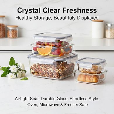 2 Large Glass Containers with Lids 63oz Leak Proof for Microwave and Oven