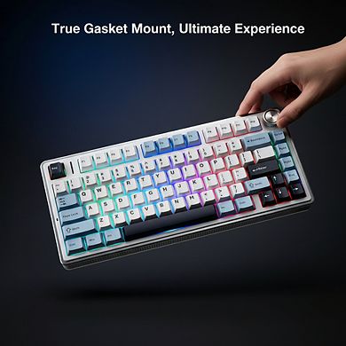Wireless Hot Swappable Gaming Keyboard with Gasket Mount Knob Control and RGB Lighting