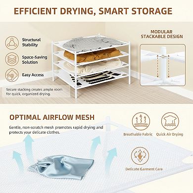 Sweater Drying Rack Mesh Stackable 4 Pack for Delicates Indoor and Outdoor