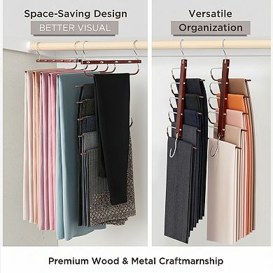 Space Saving Pants Hangers 2 Pack with Swivel Hooks for Jeans and Scarves