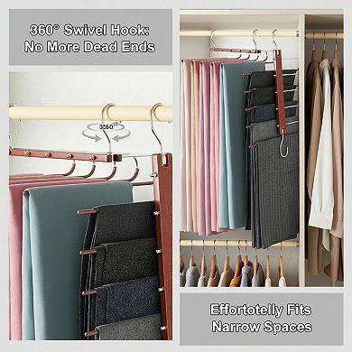 Space Saving Pants Hangers 2 Pack with Swivel Hooks for Jeans and Scarves