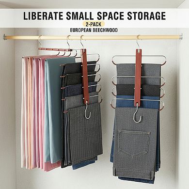 Space Saving Pants Hangers 2 Pack with Swivel Hooks for Jeans and Scarves