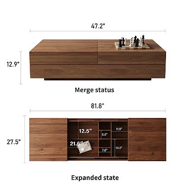 Mid-Century Modern Farmhouse 47.2-81.8" Expandable Coffee Table