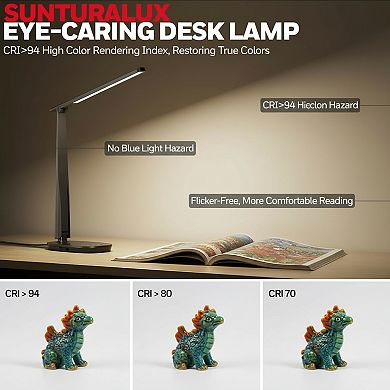 LED Desk Lamp with 4 Color Modes USB A and C Charging Ports Adjustable Head