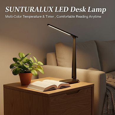 LED Desk Lamp with 4 Color Modes USB A and C Charging Ports Adjustable Head