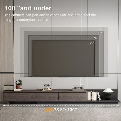 Adjustable TV Stand with 3 Drawers-Modern Adjustable Entertainment Center with Fabric Drawers
