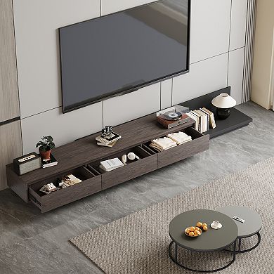 Adjustable TV Stand with 3 Drawers-Modern Adjustable Entertainment Center with Fabric Drawers