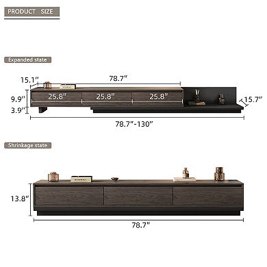 Adjustable TV Stand with 3 Drawers-Modern Adjustable Entertainment Center with Fabric Drawers