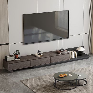 Adjustable TV Stand with 3 Drawers-Modern Adjustable Entertainment Center with Fabric Drawers
