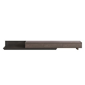 Adjustable TV Stand with 3 Drawers-Modern Adjustable Entertainment Center with Fabric Drawers