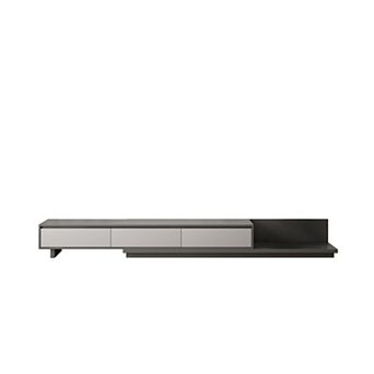 Adjustable TV Stand with 3 Drawers-Modern Adjustable Entertainment Center with Fabric Drawers