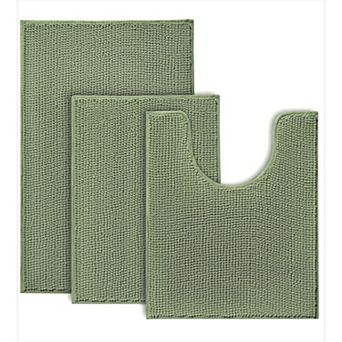 Non Slip Chenille Bathroom Rug Set Ultra Soft and Washable