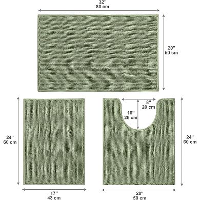 Non Slip Chenille Bathroom Rug Set Ultra Soft and Washable