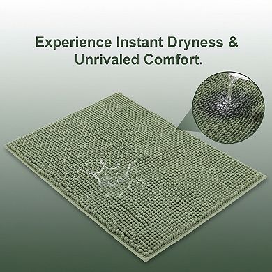 Non Slip Chenille Bathroom Rug Set Ultra Soft and Washable