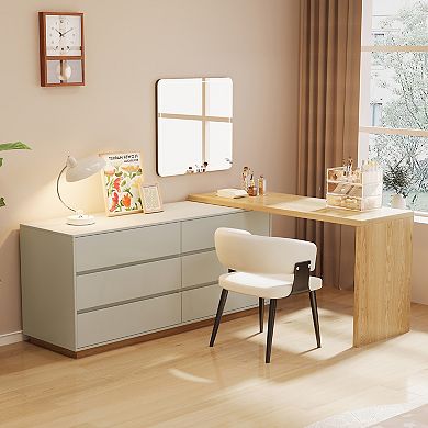 Modern Expandable Vanity Desk, 56-98.5 Inches