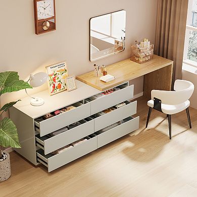 Modern Expandable Vanity Desk, 56-98.5 Inches