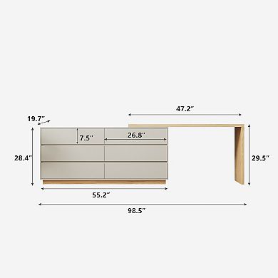 Modern Expandable Vanity Desk, 56-98.5 Inches