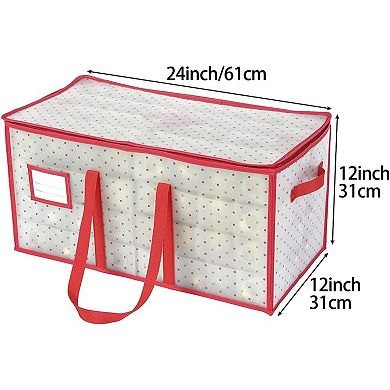 Dual Zipper Ornament Storage Box for 128 Holiday Decorations 3 Inch Size