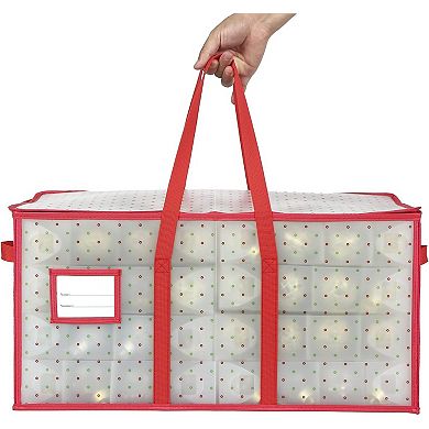 Dual Zipper Ornament Storage Box for 128 Holiday Decorations 3 Inch Size