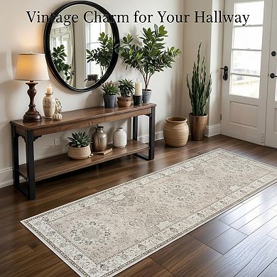 Washable Hallway Runner Rug Vintage Water Resistant Non Slip