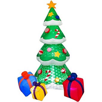 7.5 FT Inflatable Christmas Tree, LED Yard Decoration with 3 Gift Boxes