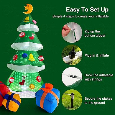 7.5 FT Inflatable Christmas Tree, LED Yard Decoration with 3 Gift Boxes