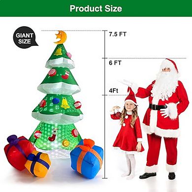 7.5 FT Inflatable Christmas Tree, LED Yard Decoration with 3 Gift Boxes