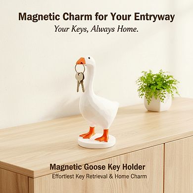 Magnetic Goose Key Holder Cute Kawaii Home Decor for Room Office and Desk