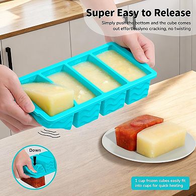 3 Pack Silicone Freezer Trays with Lids Multi Size Set for Soup Sauce and Meal Prep