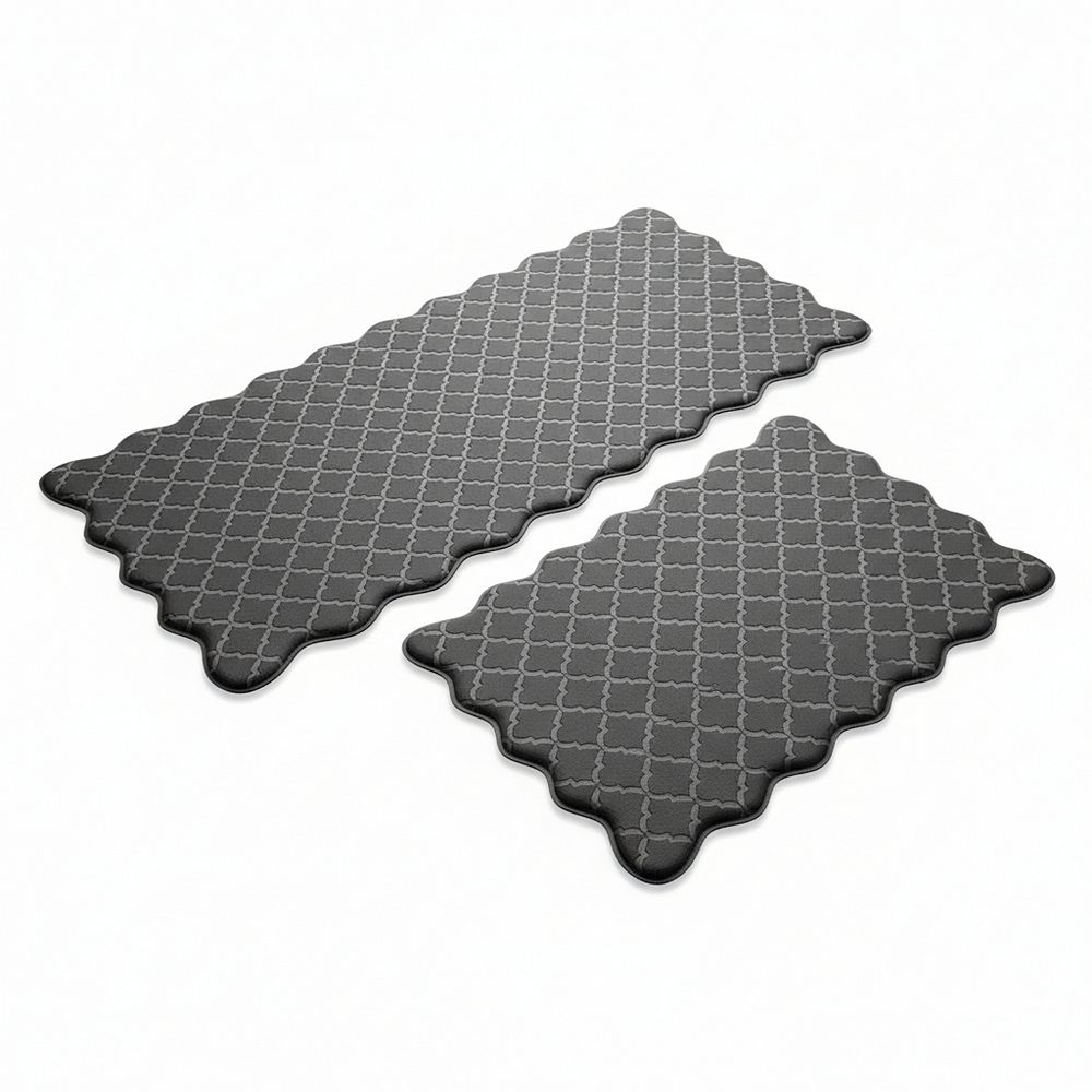 Scalloped Embossed Kitchen Mat Cushioned Anti Fatigue Waterproof