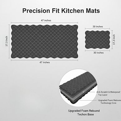 Scalloped Embossed Kitchen Mat Cushioned Anti Fatigue Waterproof
