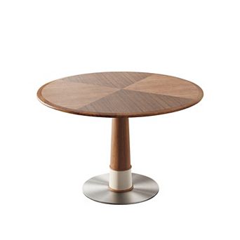 47.2" Round Walnut Dining Table for 4-6 People