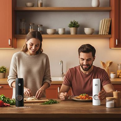 Electric Salt and Pepper Grinder Set Rechargeable Automatic with Adjustable Coarseness