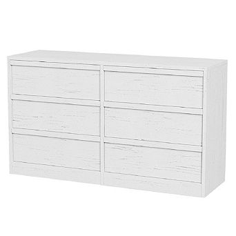 6-Drawer TV Stand & Double Dresser, Large Storage with Wood Tabletop