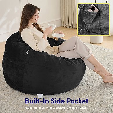 Sweet Home Collection Bean Bag Chair, Removable Velvet Cover 3FT