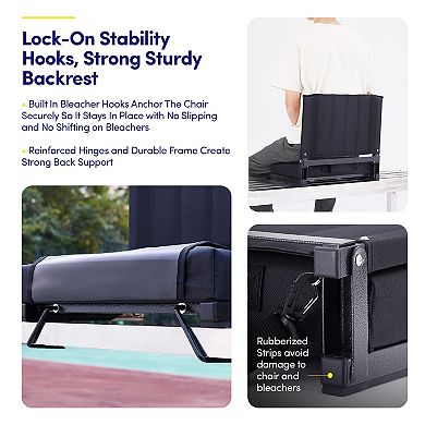 Sweet Home Collection Portable Stadium Seat for Bleachers w/ Cup Holder and Shoulder Strap