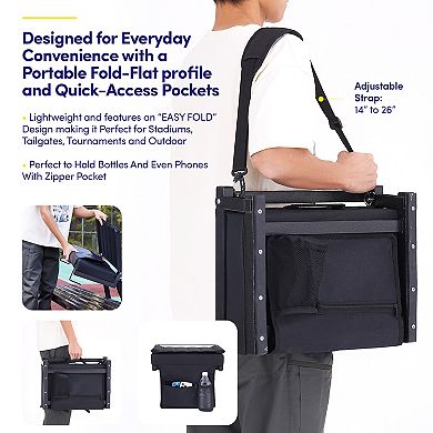 Sweet Home Collection Portable Stadium Seat for Bleachers w/ Cup Holder and Shoulder Strap