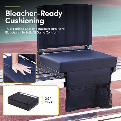 Sweet Home Collection Portable Stadium Seat for Bleachers w/ Cup Holder and Shoulder Strap