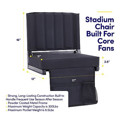 Sweet Home Collection Portable Stadium Seat for Bleachers w/ Cup Holder and Shoulder Strap