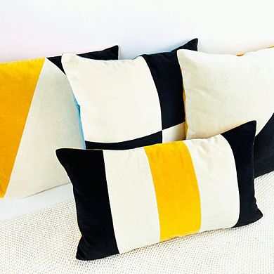 Half & Half Colorblock Velvet Pillow Cover