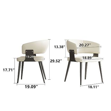 Set of 2 Tan Brown Leather Accent Chairs Modern Upholstered Chairs