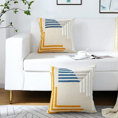 Pillow Covers with Embroidered Geometric Pattern