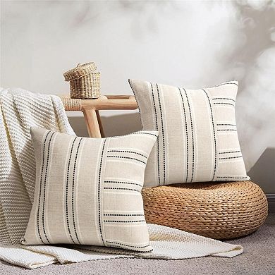 Boho Stripe Patchwork Throw Pillow Covers