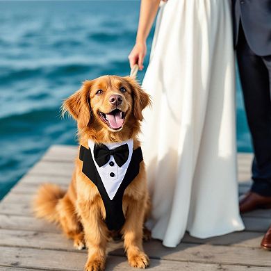 Dog Tuxedo for Wedding Pet Tuxedo Suit with Bow Tie 1Pc