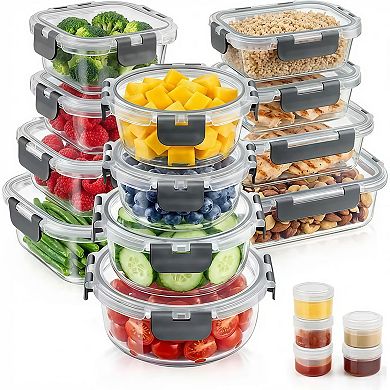 34-Piece Glass Food Storage Containers with Lids Set, Airtight Meal Prep