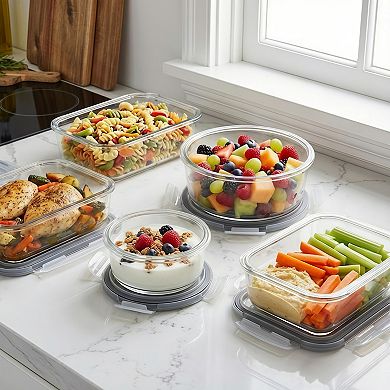 34-Piece Glass Food Storage Containers with Lids Set, Airtight Meal Prep